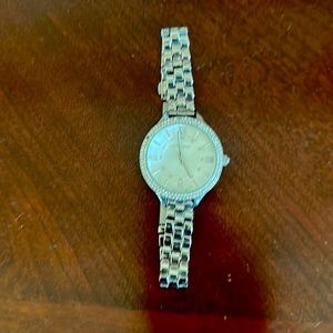 Classic Women's Silver-Tone Crystal Accent Bracelet Watch